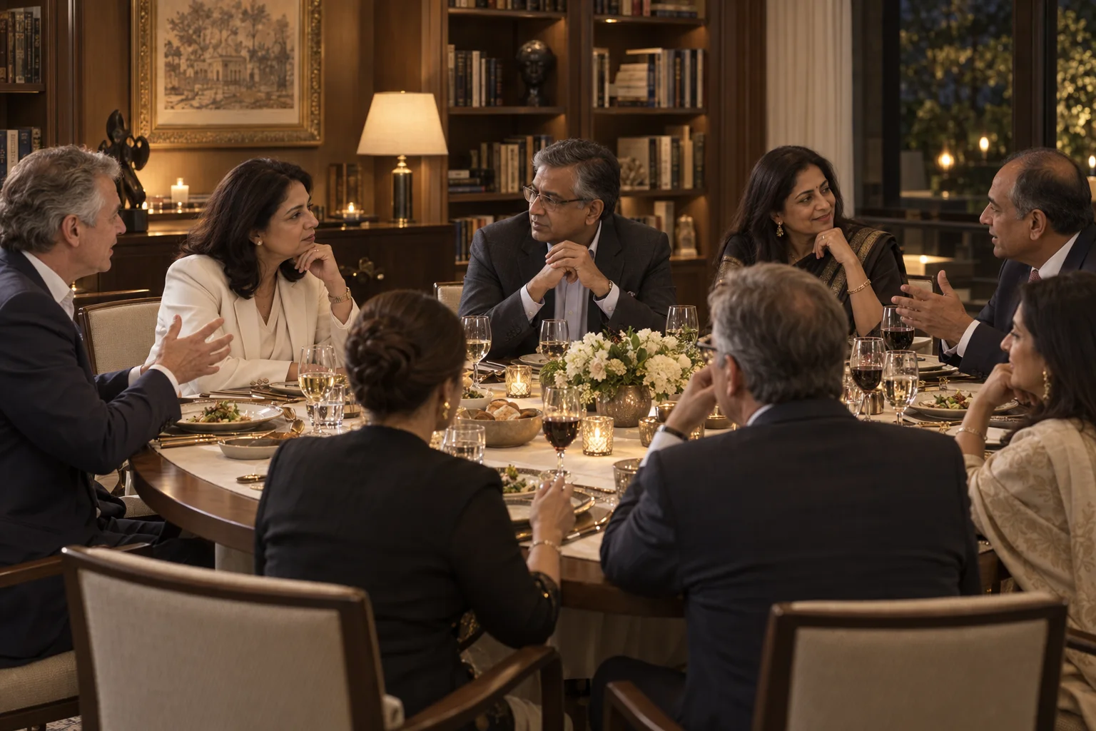 An intimate gathering around a dining table