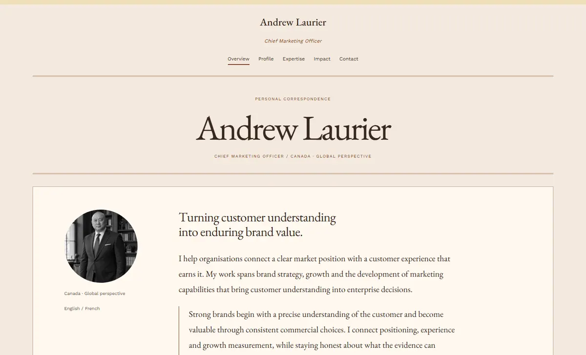 Copper / The Letterhead, a Advantage design shown for a CMO